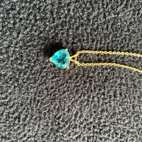 Faux Topaz Heart Necklace, Beautiful - Picture 5 of 7